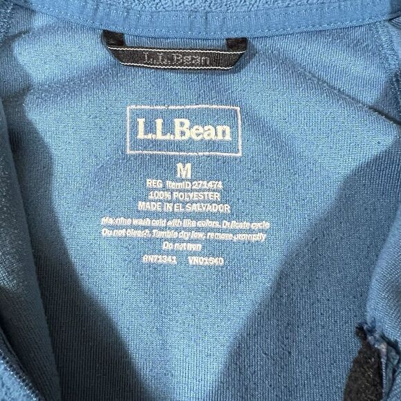LL Bean Blue Fleece 1/4 Zip Light weight Pullover Sweater Men's Medium - Picture 6 of 7